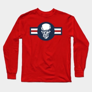 Military aircraft roundel emblem with skull illustration Long Sleeve T-Shirt